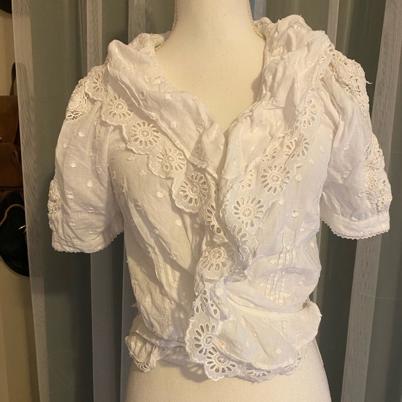 Forever That Girl by Anthropologie white cotton eyelet lace blouse - Picture 5 of 11